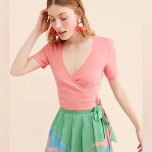 Lisa Says Gah Pink Wrap Crop Top